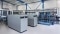The picture shows large Viessmann heat pumps in cascade supplying a large building.